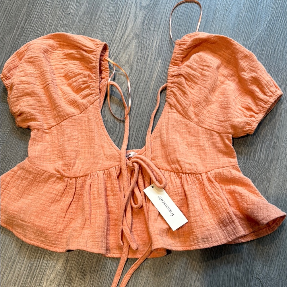 francesca’s mi Ami Terracotta Peplum crop